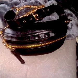 ARIA Fanny/Shoulder Pack-Black Vegan Leather